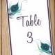 Peacock Wedding Table Number Template Download - Peacock Feather Table Number Jade Lapis 4x6 Flat Table Card Download Wedding Seating