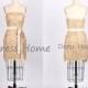 Short Bridesmaid Dress - Champagne Lace bridesmaid Dress / Knee Length Cheap Plus Size bridesmaid Dress /Champagne Bridesmaid Dress DH142