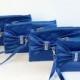 Promotional sale   - SET OF  7 -Royal blue Bow wristelt clutch,bridesmaid gift ,wedding gift ,make up bag,zipper ,royal blue