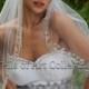 Designer One Tier Beaded Bridal Veil Fingertip Style VE307 by Veils of Art