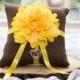 Yellow Flower Ring bearer pillow with matching ribbon You personalize with choice of flower
