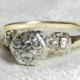 Antique Vintage Diamond Engagement Ring, Quarter Carat tdw Engagement Ring Platinum Head 14K Gold 1920s
