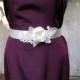 Bridal Sash, Wedding Dress Sash,  Ivory Satin  Flower,Pearls Sash Belt - OOAK
