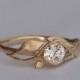 Leaves Engagement Ring No. 6 - 14K Gold and Diamond engagement ring, engagement ring, leaf ring, filigree, antique, art nouveau, vintage