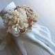 Rustic Burlap & Sola Flower Wrist Corsage handmade for Rustic, Country, Woodland Style Weddings. Made to Order.