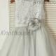 Silver Sequin Tulle Flower Girl Dress Children Toddler Party Dress for Wedding Junior Bridesmaid Dress