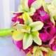 Bridesmaid Bouquet Wedding bouquet hot pink hydrangea lime green orchids