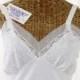 Bridal White Lace Chiffon Slip Dress Deadstock Paper ILGWU Union Label Peaked Waistline Sheer Nylon Size 34 Average