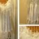 Silk Fairy Dress, Size 14W to 16W, 1X, Plus Size Champagne, Wedding, Freshwater Pearls, Off White, Short, Gown, Corset, Boho