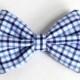 Boys Bow Tie Navy and Light Blue Plaid, Newborn, Baby, Child, Little Boy, Great for Special Occasion Wedding or Photo Prop