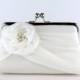 Bridal clutch, Silk Chiffon Clutch with Pearls,  Wedding purse, Wedding clutch