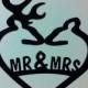 Acrylic, Rustic, Country Heart Mr & Mrs Doe and Buck Deer Wedding Cake Topper.