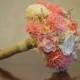 Medium Wedding Bouquet Ivory, Pink and Coral Sola Flowers and dried Flowers Toss Flower Girl Bridesmaids