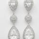 Bridal Jewelry Large Clear Cubic Zirconia Teardrop Earrings Bridal Earrings Wedding Jewelry Crystal Wedding Earrings