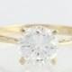 Cubic Zirconia Solitaire Engagement Ring - 14k Yellow Gold CZ X9882