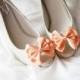 Peach Pink Bow Shoe Clips - Bows Clips Bridal Wedding Shoes Clips Engagement Party Bride Bridesmaid