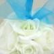 Wedding flower balls pomander White turquoise Wedding decorations Ceremony Aisle pew markers
