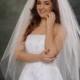 Two Tiers Light Ivory Fingertip Length Wedding Veils Illusion Tulle 48 Long 2 Layers White Bridal Veil Plain Cut Edge Waltz Veils