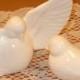 Ceramic Love Doves Wedding Cake Topper   -   "Classic White"