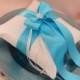 Romantic Satin Elite Ring Bearer Pillow...You Choose the Colors...Buy One Get One Half Off...shown in ivory/turquoise
