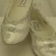 Wedding Flats White Shoes Silver Venice lace edging with crystals