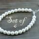 Bridal Party Pearl Bracelets, Set of 6, Classic Cream or White Swarovski Pearl Bracelet with Sterling Silver Findings