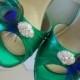 Wedding Shoes - Emerald Green - Peacock - Custom Color - Choose From Over 100 Colors - Choose Heel Height - Peacock Wedding -Peacock Feather