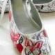 Butterfly flats, Wedding Shoes , Ballerina Flats , butterflies flats, red and white flats, whimsical shoes, fairy tale shoes, norakaren shoe