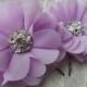 Lavender Chiffon Hair Flowers /Bridal Hair Clips /Hair Clips Rhinestone Center / Wedding Accessories / Bridesmaids / Shoe Clips/ Set of Two.