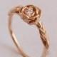 Rose Engagement Ring No.2 -  Rose Gold engagement ring, unique engagement ring, leaf ring, flower ring, antique, vintage