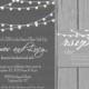simple wedding invitation, modern, black and white, strings of lights, engagement party invite, reception only invite