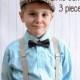 Boy's Vintage Wedding 3 Piece set - Brown Tweed Newsboy Hat plus suspenders and Bow Tie (your choice) Fits boys 3-7 years old