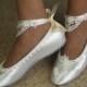Bridal Victorian Flats White Shoes Fine US Lace pearls and crystals embellished - Wedding flat shoes Victorian