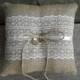 Burlap ring pillow Burlap Ring Bearer Pillow with Off White lace Ring cushion Woodland / Rustic / Cottage style Weddings