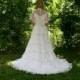 Vintage 70s 80s Wedding Dress / ALFRED ANGELO Designer / Off Shoulder / White Lace Tiered Skirt - Romantic - M