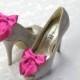 Fuchsia Shoe Clips, Fuchsia Bow Shoe Clip, Fuchsia Wedding Accessories Shoes Clip, Pink Bow Clip Shoes