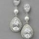 Wedding Earrings, Crystal Pearl Ivory White Dangle Earrings, Bridal Rhinestone Earrings, Wedding Jewelry ,Vintage Wedding Accessories