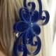 Unique Royal Blue Flower Hair Clip, Wedding Blue Hair Accessory