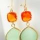 Orange Mint Bridesmaid Gift Dangle Earrings Dangle Drop Earrings Jewelry Bridesmaid Jewelry Bridal Accessories Gift Set
