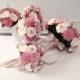 Small Wedding Bouquet made with sola flowers - choose your colors - balsa wood - Alternative bouquet - bridesmaids bouquet