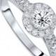 3/4CT Halo Diamond Engagement Ring Round Brilliant Cut 14 KT White Gold