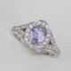 Lavender Sapphire Gemstone Engagement Ring 14k White Gold Diamond Halo Split Shank Weddings Anniversary