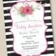 Little Flourish and Bold Stripes Custom Bridal or Baby Shower Invitation Design or any occasion
