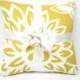 Marigold Yellow and Antique White Ring Bearer Pillow, Bold Floral Graphic, Indoor Outdoor Fabric, Faux Rings, Ready to Ship