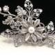 Bridal hair clip, wedding hair clip, bridal fascinator, bridal hair pin, antique silver with Swarovski crystals and Swarovski pearls
