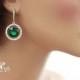 Gold emerald bridal earrings vintage style green rhinestone earrings gold wedding jewelry - 1234