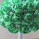 Handmade Satin Rose Bouquet- All Green Satin Rose accented with rhinestone (Large, 9 inch)