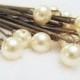 Pearl Hair Pins - 6 Cream OR Ivory Bridal Hair Bobby -- Wedding Hair Accessory