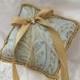 Ring Bearer Pillow with Iridescent Vintage Rhinestones and Vintage Sequines in Gold Blue Cream Bollywood