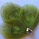 READY to Ship - Petite Hair Clip Collection - Lime Green Peacock Feather Hair Clips